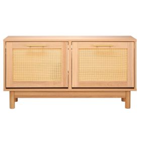 Entryway Shoe Storage Bench 39.4x11.8x20.9Inch Rattan-Like Rack with Flip Drawer