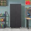 71" All-Black Metal Garage Storage Cabinet with Wheels - Heavy-Duty Tool Storage Cabinet for Home, Office, School, and Garage Organization