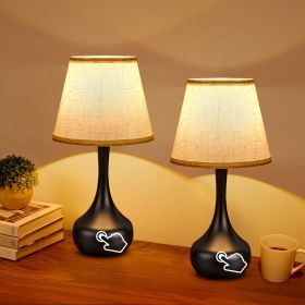 3-Way Dimmable Set of 2 Small Bedside Lamps for Night Stands, Black Desk Lamps for Kids Room,Office,Living Room, End Table(LED Bulbs Included)