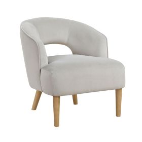 Luxury Home Unique Style Accent Chair Gray Velvet Plush Seat Solid Wood Legs Contemporary Living Room Furniture 1pc