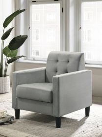 Hale 27.5" Light Gray Velvet Accent Armchair with Tufting