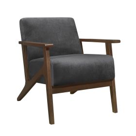 Modern Home Furniture 1pc Accent Chair Cushion Seat Back Dark Gray Upholstery Solid Wood Frame