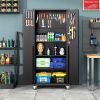71" All-Black Metal Garage Storage Cabinet with Wheels - Heavy-Duty Tool Storage Cabinet for Home, Office, School, and Garage Organization