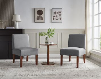 Fabric Accent Chair Set of 2 with Round Wood Table, Decorative Slipper Chair Vanity Chair for Bedroom Home Office, Corner Side Chair [Video] (Color: as Pic)