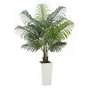 VEVOR Artificial Areca Palm Tree 5 ft, Fake Palm Tropical Plants with White Tall Planter, Faux Floor Silk Plant in Pot