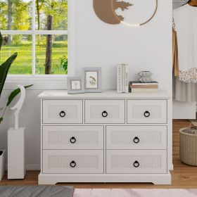 Chest of Drawers for Bedroom, Modern 5/6/7 Drawer Dresser, Storage Dresser for Clothes, Wood Dresser with Ring Handles for Bedroom, Black (Color: White 7 Drawers)