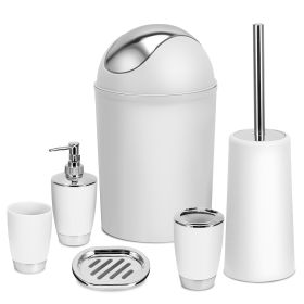 Bathroom Accessories Set 6 Pcs Bathroom Set Ensemble Complete Soap Dispenser Toothbrush Holder Tumbler Soap Dish Toilet Cleaning Brush Trash Can (Option: Segt(WHT)